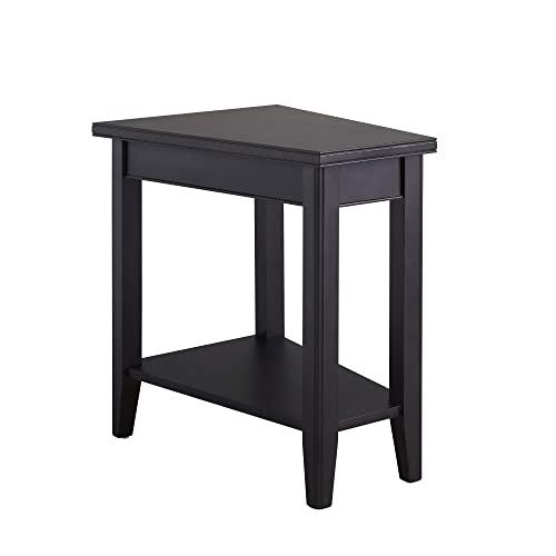 Laurent Solid Wood Recliner Wedge End Side Table with Shelf