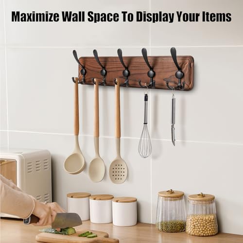 Large Coat Rack Wall Mount Coat Hooks Coat Hanger with Metal Black Triple