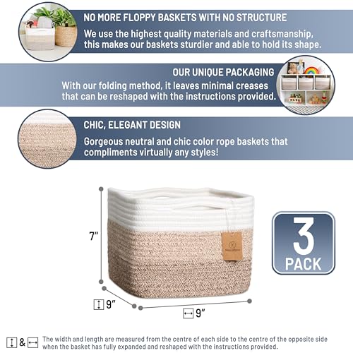 Cube Storage Bins 9" x 9" x 7" Baskets 3