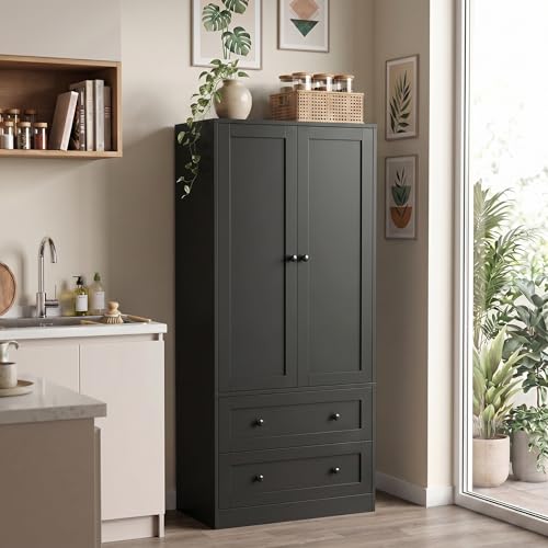Rattan Kitchen Pantry Cabinet