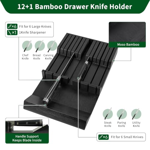 in Drawer Knife Block Bamboo Kitchen Knife Drawer Organizer