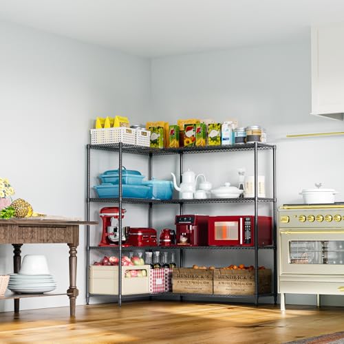 Garage Shelving Wide Storage Shelves 5 Tier Metal Shelves Heavy Duty Adjustable Utility Shelf Rack Black 15.7" D x 45.3" W x 70.9" H