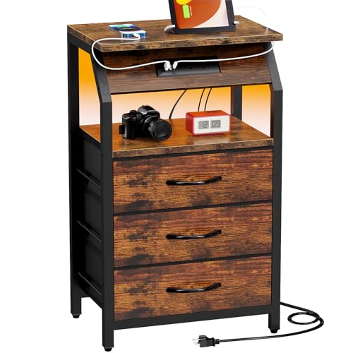 End Tables with Front Charging and Drawers