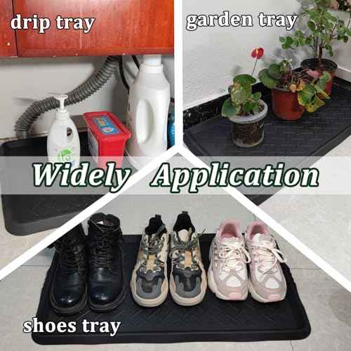 Rubber Boot Tray Shoes Tray for Entryway Multipurpose Boot Mat Tray with Raised Edge Indoor Outdoor Boot Mat for Shoes 27.5x16 Inches