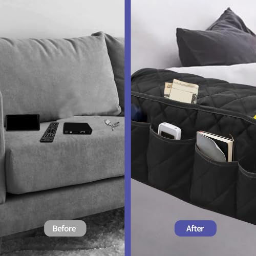 Armchair Caddy Remote Control Holder for Couch Recliner Armrest Organizer Non Slip Couch Arm Covers for Sofa with 14 Pockets Storage for Magazine
