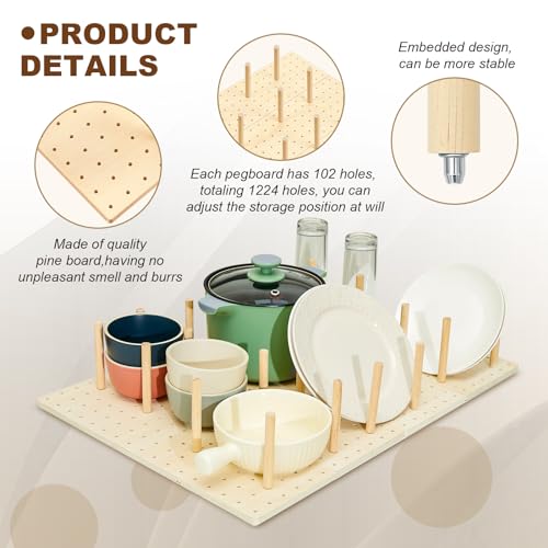 12 Pcs Wooden Pegboard Drawer Organizer