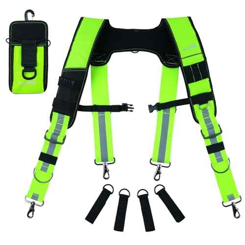 Tool Belt Suspenders Construction Bag Suspenders Padded Work Belt Hi Vis Suspenders for Carpenter