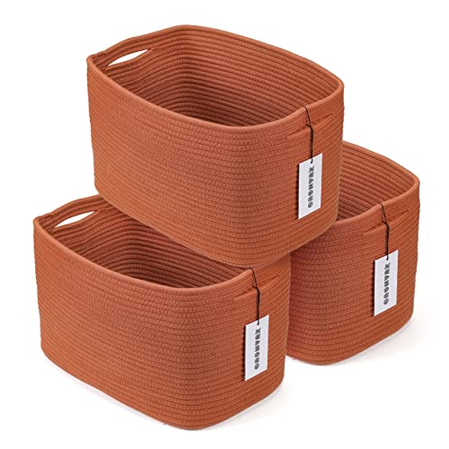 Cotton Rope storage Basket Bins Woven Basket for Organizing Shelves Rectangle Decorative Baskets For storage 3 pack