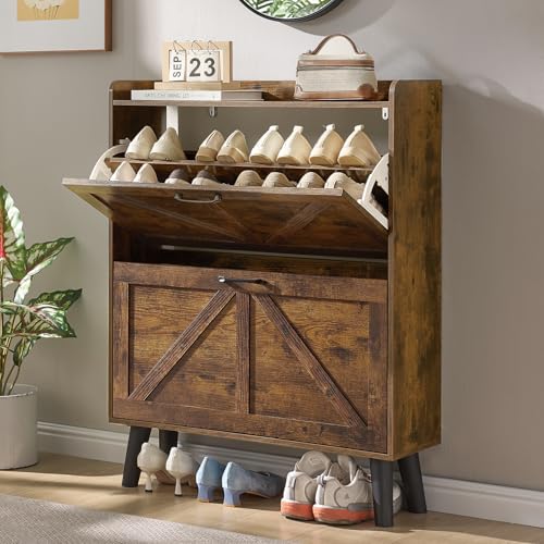 Shoe Cabinet Storage for Entryway with 2 Flip Drawers