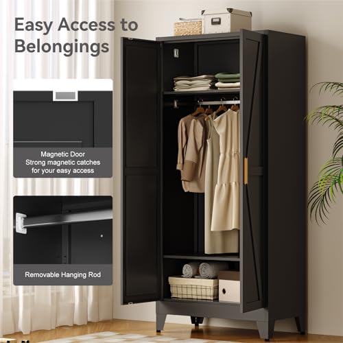 71 Farmhouse Metal Wardrobe Closet