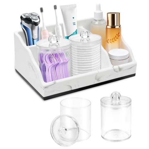 Bathroom Organizer Countertop White Marble Toothbrush Holders