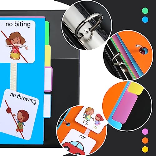 Communication Book Small Tools for Visual Schedule Picture Cards Include 3 Ring Binder Dividers Adhesive Labels Card Dividers for Kids ADHD