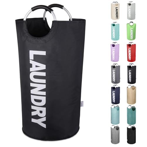 Large Laundry Basket Collapsible Laundry Hamper Tall Clothes Baskets Folding Washing Bin Foldable Fabric Hamper Bags for Bedroom Laundry Room Closet Bathroom College