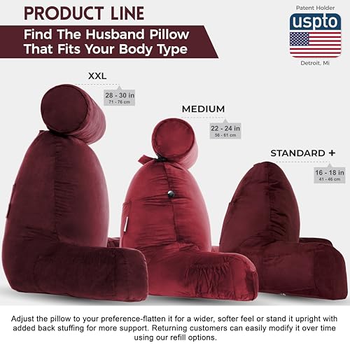 Adult Reading Sit Up Bed Rest Pillow for Bed with Arms & Neck Roll on Bungee Cord