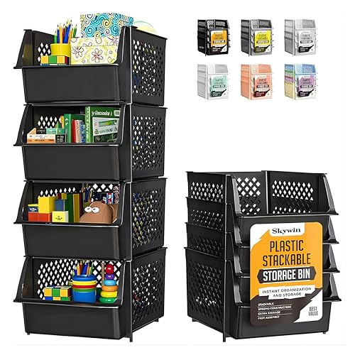 Stackable Storage Bins Open Front for Pantry Storage