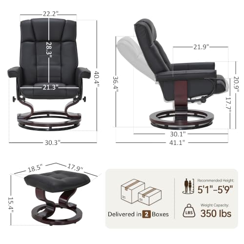 Manual Swivel Recliner with Ottoman