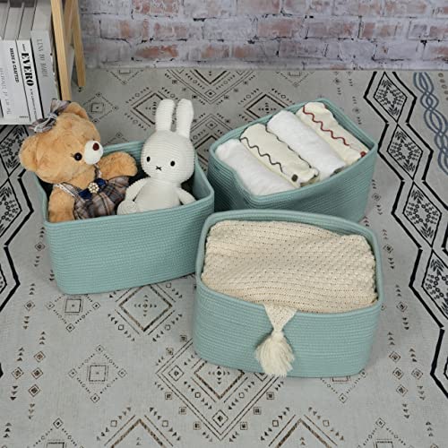 Cotton Rope storage Basket Bins Woven Basket for Organizing Shelves Rectangle Decorative Baskets For storage 3 pack
