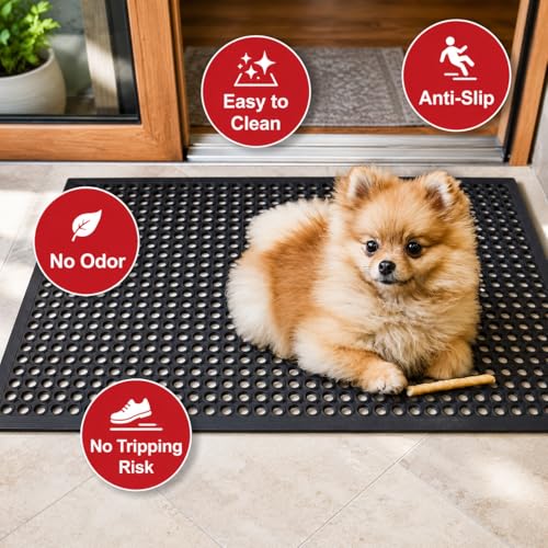 4 Pack 36"x24" inch Entrance Rubber Drainage Floor Mats