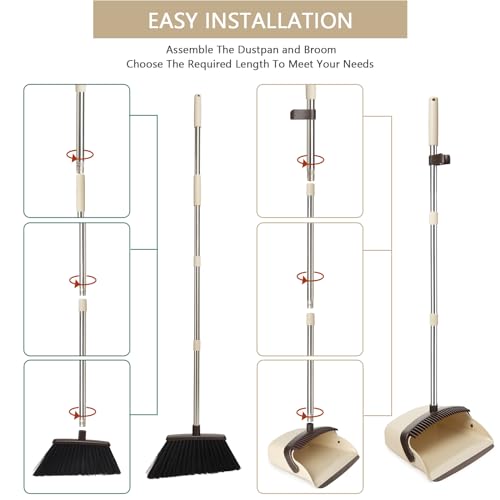 Broom and Dustpan Set with Long Handle