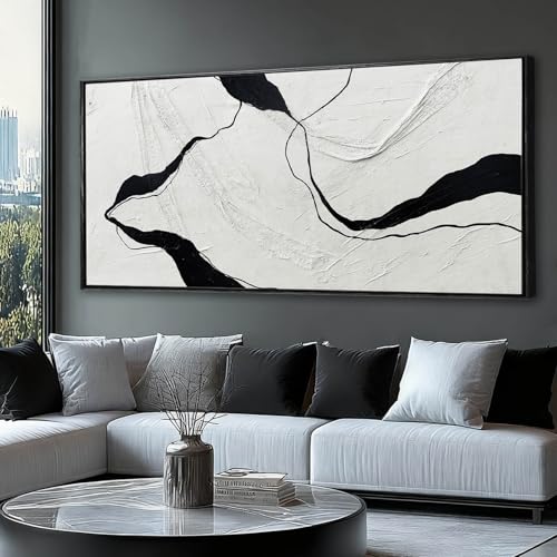 Large Green Flower Black and White Abstract Cow Canvas Wall Art Modern Botanical Animal Painting with Gold Textured Details Decorative Artwork for Living Room Bedroom Office Kitchen