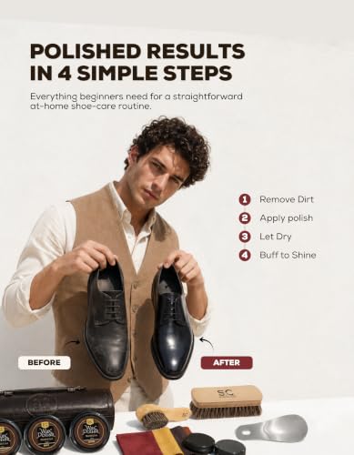 Compact Travel Size Leather Shoe Shine Kit for Men & Women