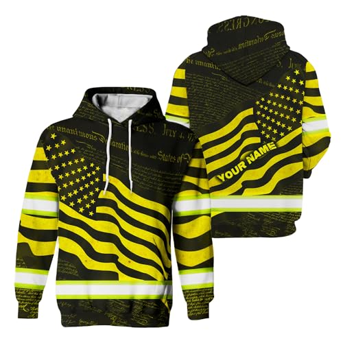 US Flag High Visibility Hoodie for Men Reflective Hoodie Safety Workwear for Worker Runner Patriotic ACC02
