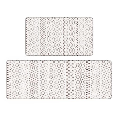 KIMDOE Boho Kitchen Rugs and Mats 2PCS Cushioned Anti Fatigue Kitchen Mat Non