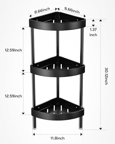Corner Shower Caddy Stand Rustproof Anodized Aluminum Standing Shower Organizer