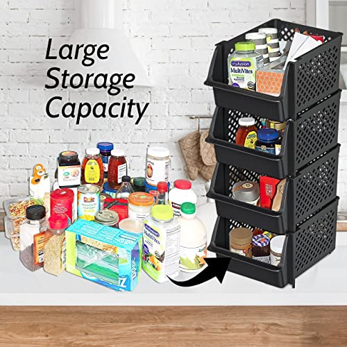 Stackable Storage Bins Open Front for Pantry Storage