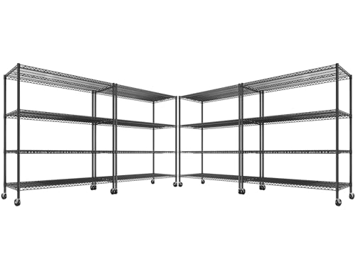 55.5''W Storage Shelves 2500LBS Wire Shelving Unit with Wheels
