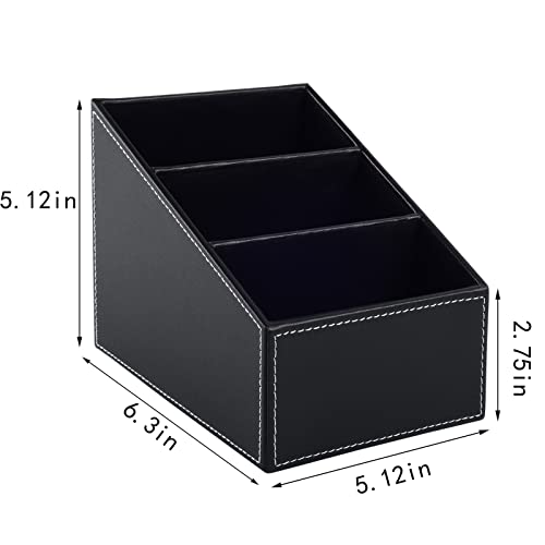 Fashionable PU leather TV remote control bracket with 3 compartments