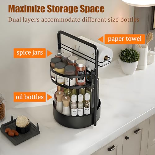 Rotating Spice Rack with Paper Towel Holder