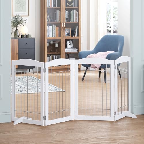 Freestanding Foldable Dog Gate Indoor with Door