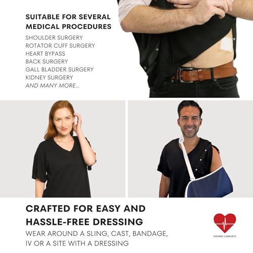 Unisex Post Surgery & Rehab V Neck Dual Access Snap Shirt