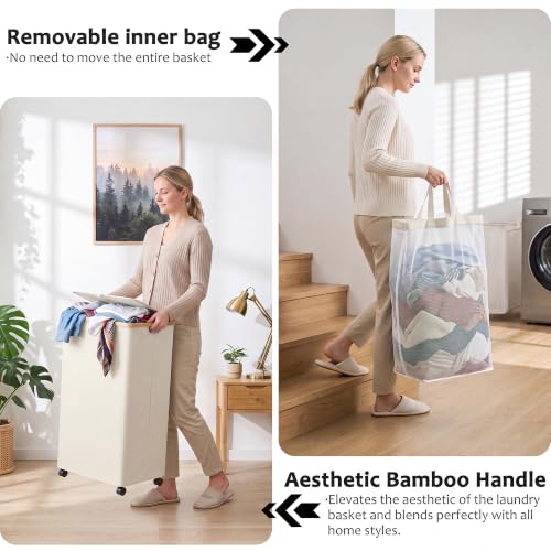 Laundry Basket with Wheels and Lid