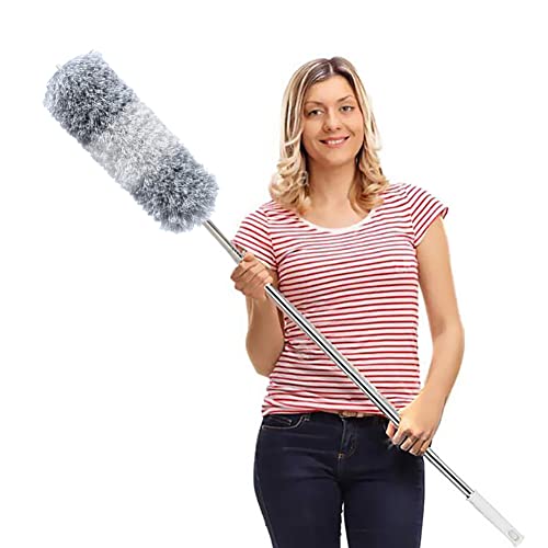 Microfiber Feather Duster Extendable Cobweb Duster with 100 inches Extra Long Pole