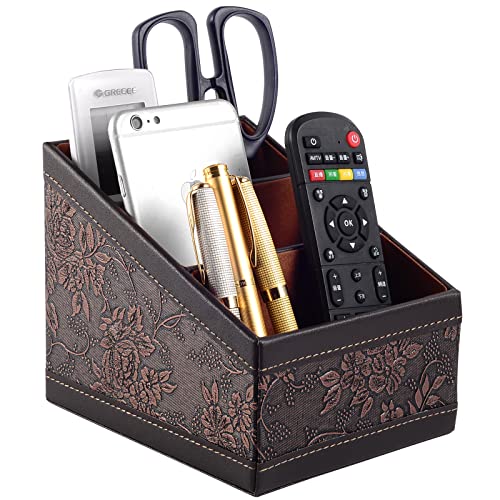 Fashionable PU leather TV remote control bracket with 3 compartments