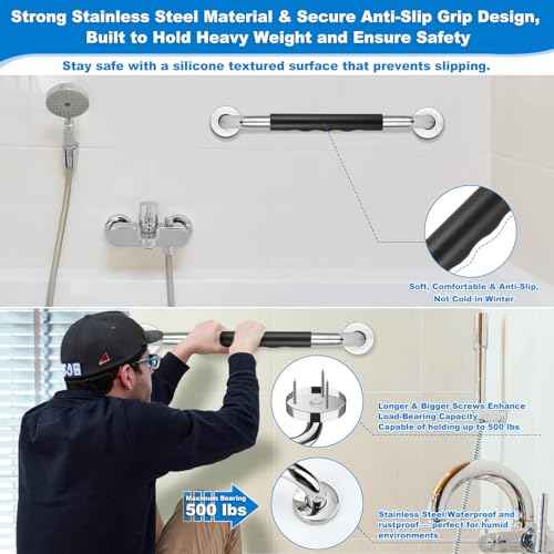 3 Pack Grab Bars for Bathtubs and Showers