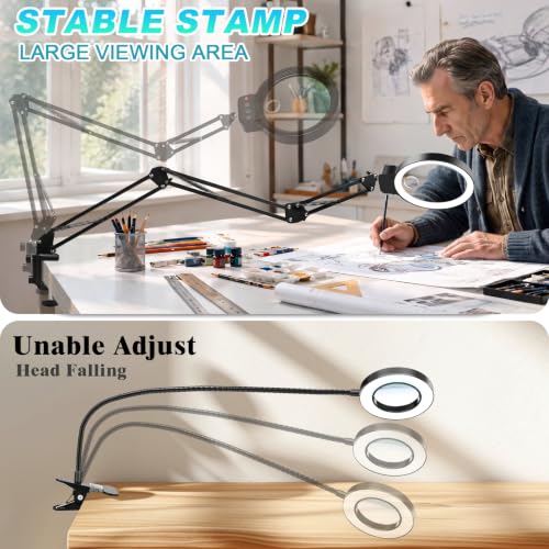 12X 30X Magnifying Glass with Light and Clamp