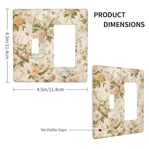 Light Switch Cover Plate Vintage Sunflower Highland Cow Rustic Art 1 Gang No Device Blank Electrical Wall Plates Faceplate Decorative Switch Plate for Bedroom Farmhouse Decor