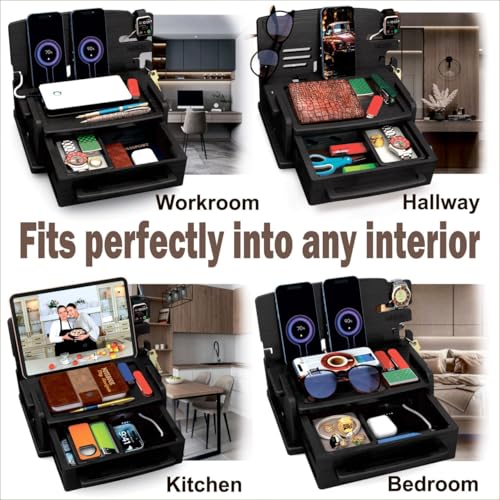 Wood Phone Docking Station with Drawer
