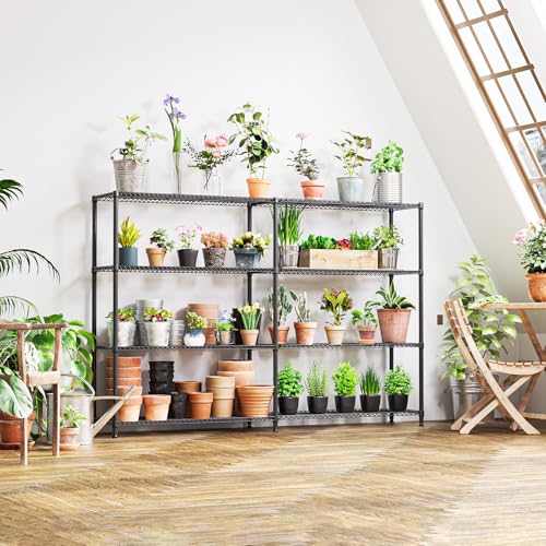 Garage Shelving Wide Storage Shelves 5 Tier Metal Shelves Heavy Duty Adjustable Utility Shelf Rack Black 15.7" D x 45.3" W x 70.9" H