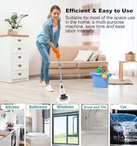 Electric Spin Scrubber Rechargeable and 8 in 1Cordless Cleaning Brush with Replaceable Brush Heads