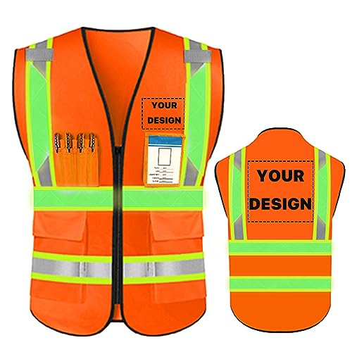 High Reflective Visibility Safety Vest Custom Your Logo Safety Workwear with Reflective Strips and Pockets