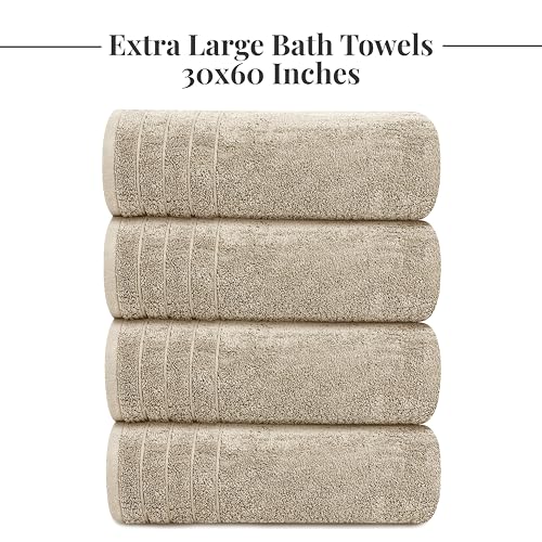 Pack of 4 Extra Large Bath Towels 30 x 60 Inches
