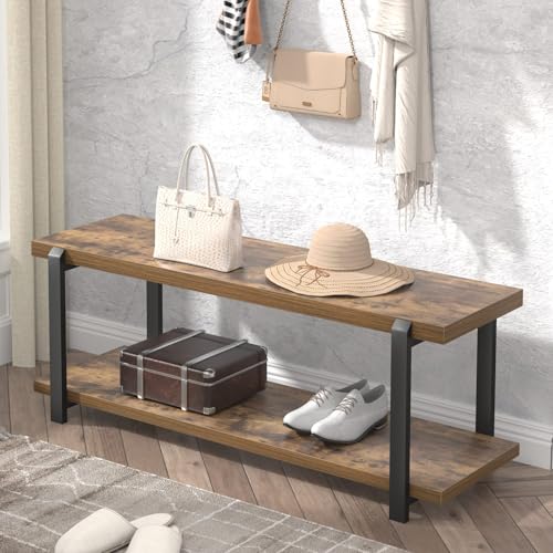 Industrial Modern Entryway Shoe Storage Bench for Hallway Living Room Bedroom