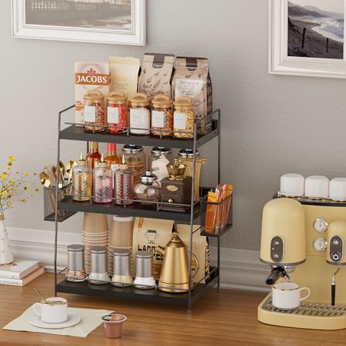 3 Tier Bathroom Counter Organizer with Side Baskets for Skin Care