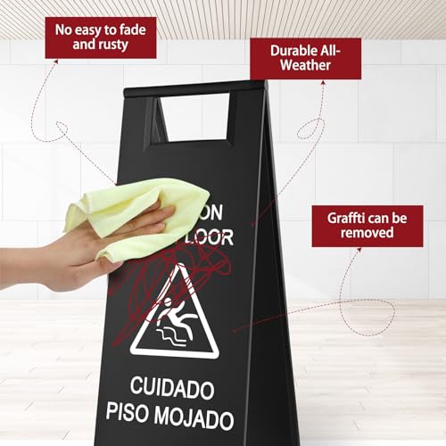 4 Pcs Stainless Steel Wet Floor Sign Bulk
