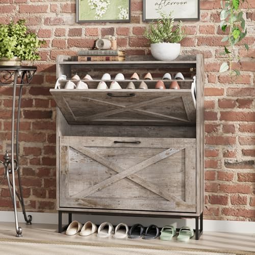 Shoe Storage Cabinet with Flip Drawers