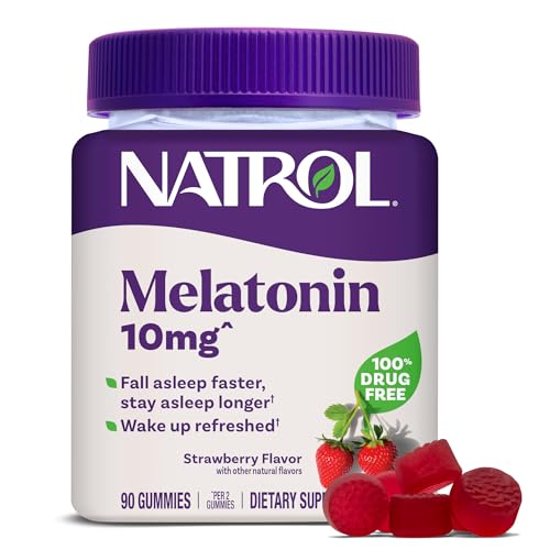 Gummies Melatonin 10Mg Sleep Support Bottle Drug Free Unisex Adult No